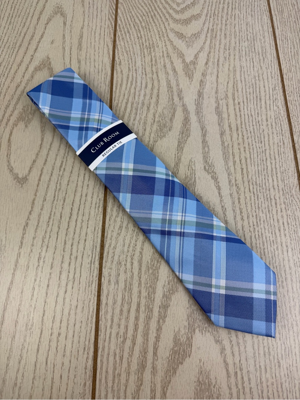 942 Club Room Men's Tie Warren Plaid 455 Light Blue $55 Polyester